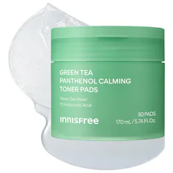 innisfree Green Tea Korean Cooling Toner Pads with Hyaluronic Acid + Panthenol