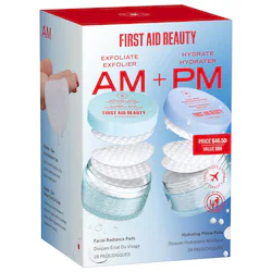 First Aid Beauty Travel Size Skincare Pads Duo – Exfoliate AM + Hydrate PM