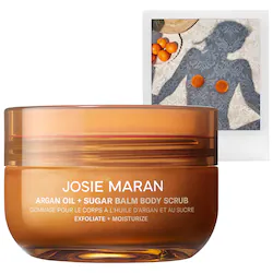 JOSIE MARAN Argan Oil + Sugar Balm Refillable Exfoliating Body Scrub Jar – Topless Tangerine